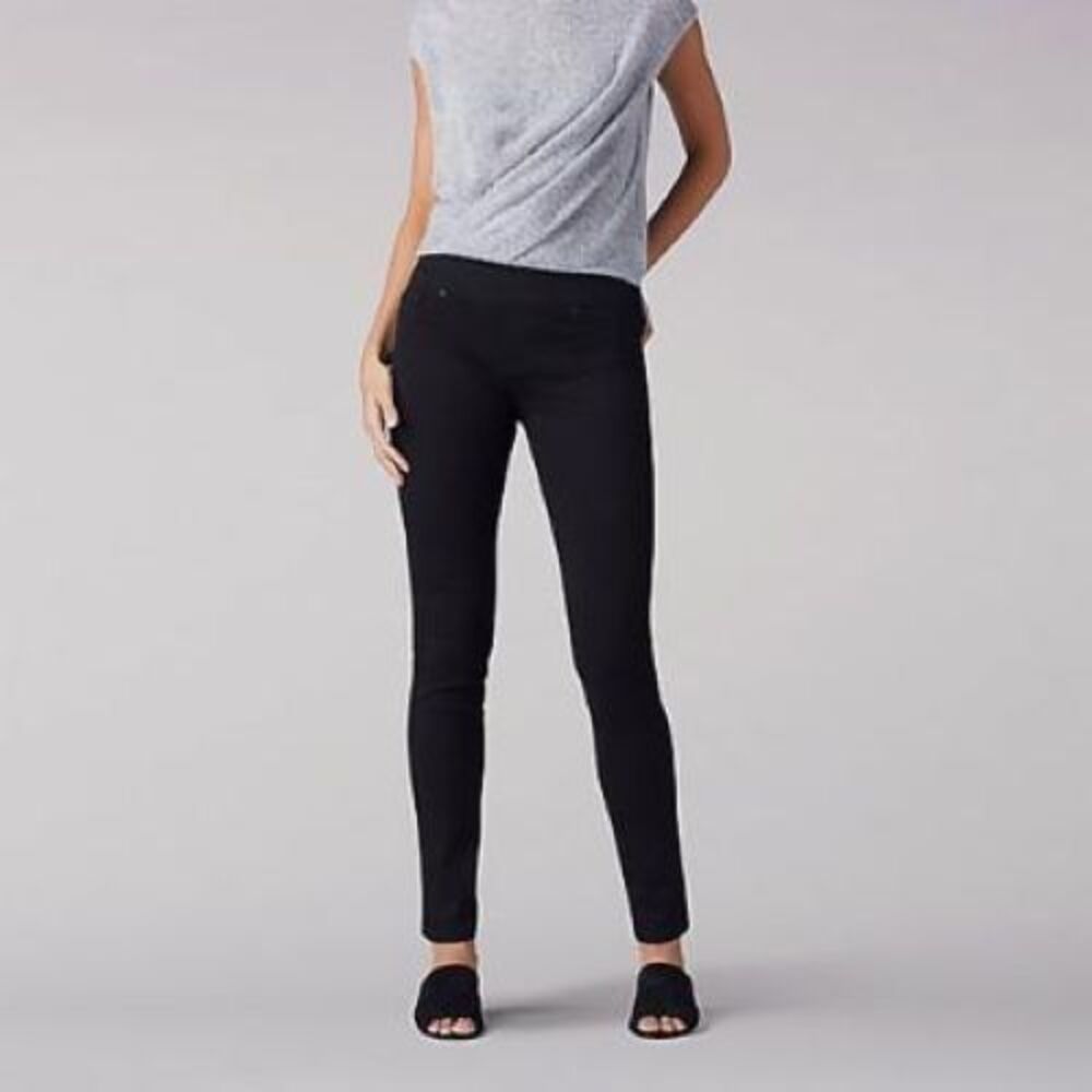 Lee Sculpting Skinny Pull On Jeans Womens 12 Black Slim Fit Stretch NEW